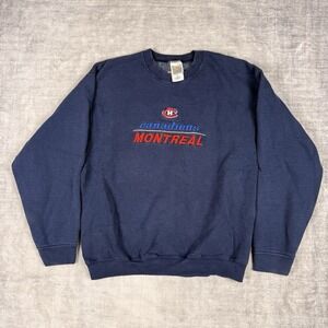 Vtg Montreal Canadiens Sweatshirt Mens Medium Blue Crewneck Vtg 90s Embroidered